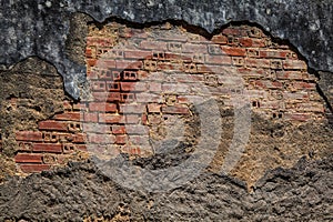 Grunge Background - Old Decaying Wall with Bricks