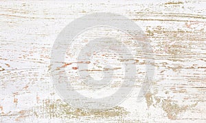 Grunge background. Peeling paint on an old wooden floor. White wood texture for background. Top view