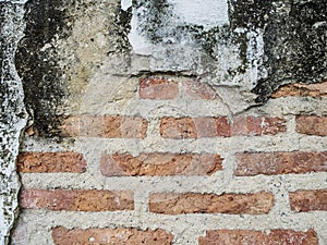 Grunge background red brick wall texture and blocks road sidewalk