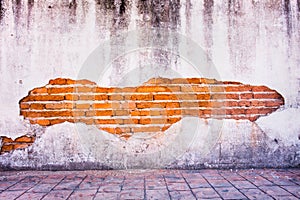 grunge background, red brick wall texture bright plaster wall an