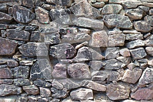 Grunge background stone wall texture rock. Rough old stone or rock textured of mountains. Coarse facing, grungy aged stonework cit