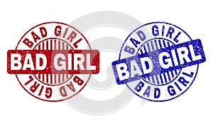 Grunge BAD GIRL Scratched Round Watermarks