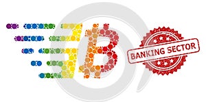 Grunge Banking Sector Stamp and LGBT Bitcoin Mosaic