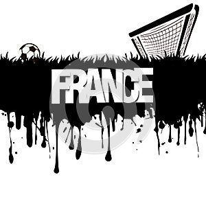 Grunge banner. France with a soccer ball and gate