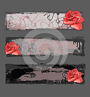 Grunge banners with rose