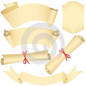 Grunge banners, scrolls, diploma set