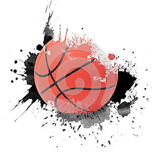 Grunge basketball design element, sign symbol sport streetart graphic