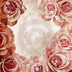 Grunge Beautiful Roses Background