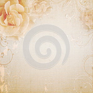 Grunge beige  wedding background with roses