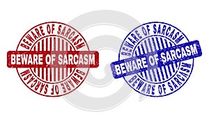 Grunge BEWARE OF SARCASM Scratched Round Watermarks photo