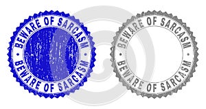 Grunge BEWARE OF SARCASM Scratched Stamp Seals photo