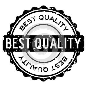 Grunge black best quality word round rubber stamp on white background
