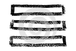 Grunge black chalk texture brush as square frame on white background Vector