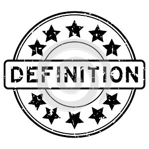 Grunge black definition word with star icon round rubber stamp on white background
