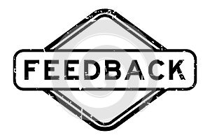 Grunge black feedback word rubber square stamp on white background