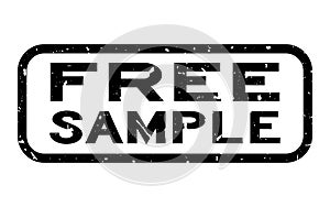 Grunge black free sample square rubber seal stamp on white background