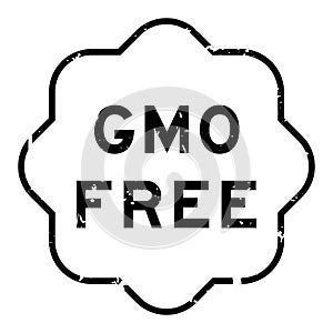 Grunge black GMO abbreviation of Genetically Modified Organisms free word rubber stamp on white background