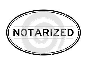 Grunge black notarized word oval rubber stamp on white background