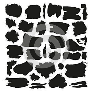 Grunge black rough brush strokes vector set. Abstract brush rough black, illustration of stroke brush collection