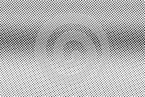 Grunge black and white halftone. Horizontal dotted gradient. Vintage effect vector texture. Retro dotted overlay