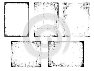 Grunge Black and White urban vector texture Frames. Distressed texture background. Collection of urban grunge abstract textures on