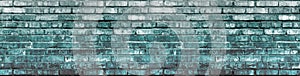 Grunge Blue Brick Wall Background Large Banner