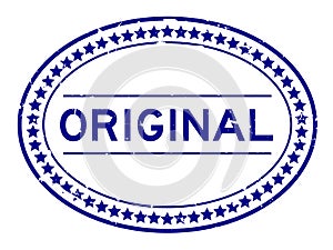 Grunge blue original word oval rubber stamp on white background