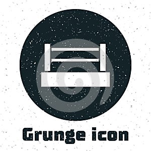 Grunge Boxing ring icon isolated on white background. Monochrome vintage drawing. Vector