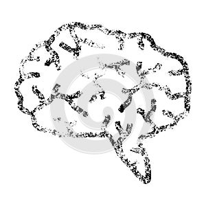 Grunge Brain icon with grunge design and dirty texture. Unclean vector pictogram for rubber seal stamp imitations and watermarks. photo