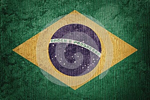 Grunge Brasil flag. Brazilian flag with grunge texture