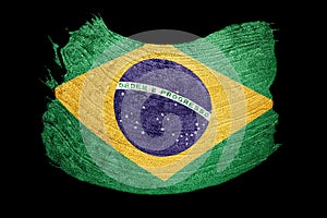 Grunge Brasil flag. Brazilian flag with grunge texture. Brush st