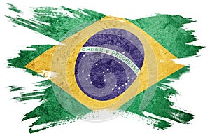 Grunge Brasil flag. Brazilian flag with grunge texture. Brush st