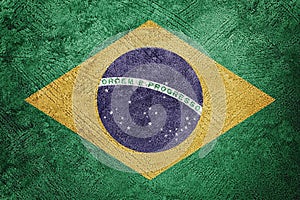 Grunge Brasil flag. Brazilian flag with grunge texture photo