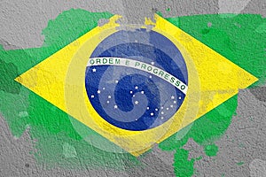 Grunge Brasil flag. Brazilian flag with grunge texture. Grunge texture flag