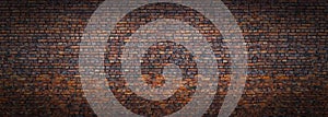 Grunge brick wall, old brickwork panoramic view