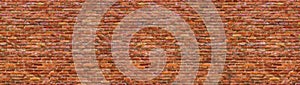 Grunge brick wall, old brickwork panoramic view