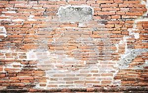 Grunge brick wall texture background with vintage and vignette t