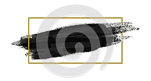 Grunge brush stoke texture background with gold line frame photo