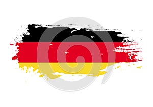 Grunge brush stroke with Germany national flag. Watercolor painting flag. Symbol, poster, banner. Vector Isolated on white