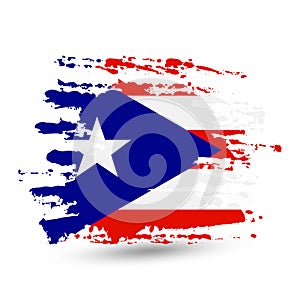 Grunge brush stroke with Puerto Rico national flag