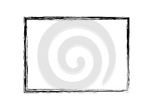 Grunge brush stroke rectangle frame. black painted vector design