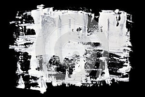 Grunge brush strokes of white oil paint photo