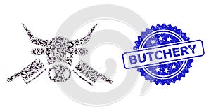 Grunge Butchery Seal and Recursive Butchery Icon Collage