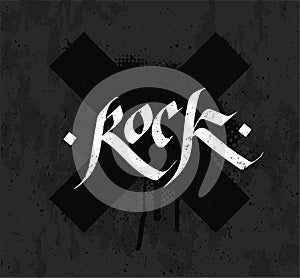 Grunge calligraphy Monochrome Rock music print