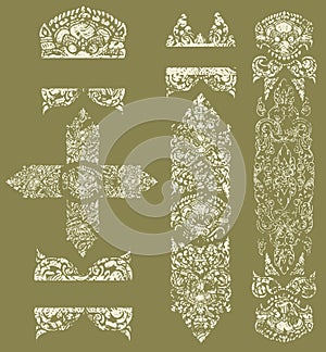 Grunge Cambodian floral pattern