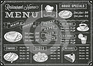 Grunge Chalkboard Restaurant Menu Template