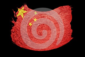 Grunge China flag. Chines flag with grunge texture. Brush stroke