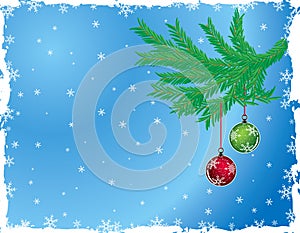 Grunge christmas background with baubles, vector