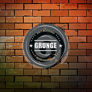 Grunge circle banner on brick wall