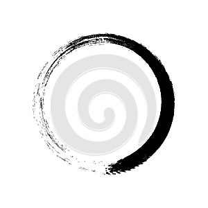 Grunge circle brush stroke. Black round frame. Element for design. Vector illustration isolated on white background. EPS 10